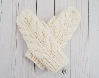 Beginner Cable Knit Mitten Pattern - Digital Download Only - Gift Ideas - Cable Mittens