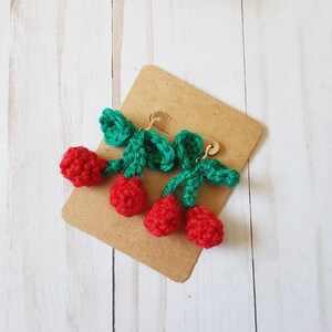 Cherry Drop Earrings Crochet Earrings CROCHET PATTERN ONLY image 2