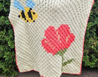 Bumble Bee Crochet Baby Blanket C2C Pattern (Digital Download)