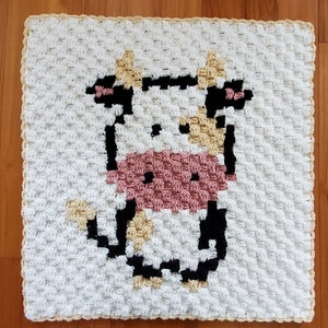 C2C Crochet Cow Baby Blanket Pattern - Crochet Pattern Only - Digital Download