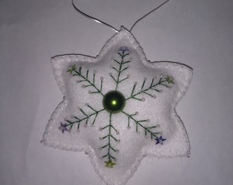 White Snowflake Felt Christmas Ornament