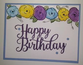 Handpainted Watercolor Card for Birthday