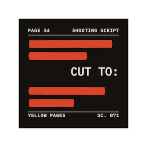 Cut To Screenplay Sticker, Redacted Script Page, Screenwriter Gift, Vinyl Laptop Decal (3.5 x 3.5 in)