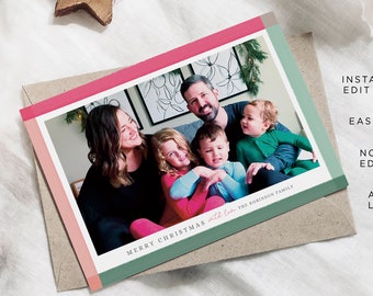 Plantilla de tarjeta fotográfica navideña, plantilla de tarjeta fotográfica navideña, tarjeta fotográfica navideña imprimible, tarjeta de Navidad, tarjeta fotográfica navideña, perro, foto