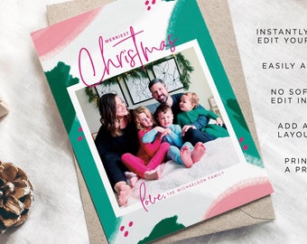 Plantilla de tarjeta fotográfica navideña, plantilla de tarjeta fotográfica navideña, tarjeta fotográfica navideña imprimible, tarjeta de Navidad, tarjeta fotográfica navideña, perro, foto