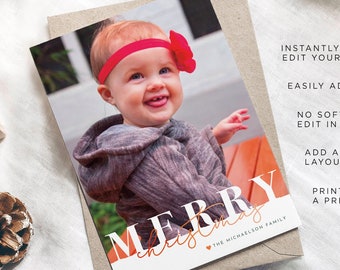 Plantilla de tarjeta fotográfica navideña, plantilla de tarjeta fotográfica navideña, tarjeta fotográfica navideña imprimible, tarjeta de Navidad, tarjeta fotográfica navideña, perro, foto