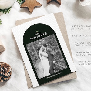 Christmas photo card template, Holiday photo card template, holiday photo card printable, christmas card, holiday photo card, modern, dog