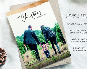 Plantilla de tarjeta fotográfica navideña, plantilla de tarjeta fotográfica navideña, tarjeta fotográfica navideña imprimible, tarjeta de Navidad, tarjeta fotográfica navideña, moderna, perro