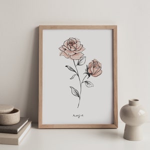 Rosenblüten Illustration in rosa Juni Geburtsmonat, Geburtsblume
