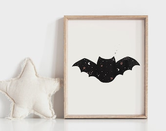 halloween decor, cute halloween, halloween print, pastel halloween, spooky home decor, halloween party, cute bat, halloween bat, spoopy