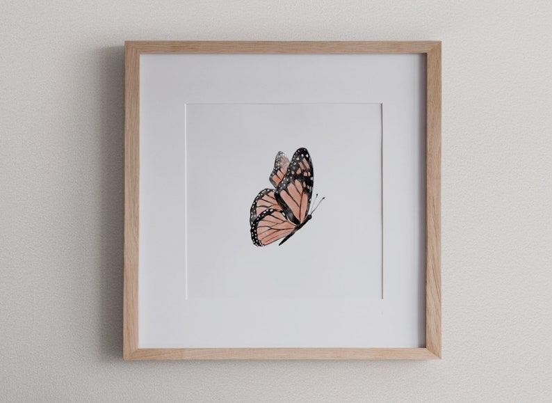 minimalist wall art, home decor, watercolor, scandanavian, digital, nursery,butterfly, butterfly art, monarch butterfly, printable, print image 2