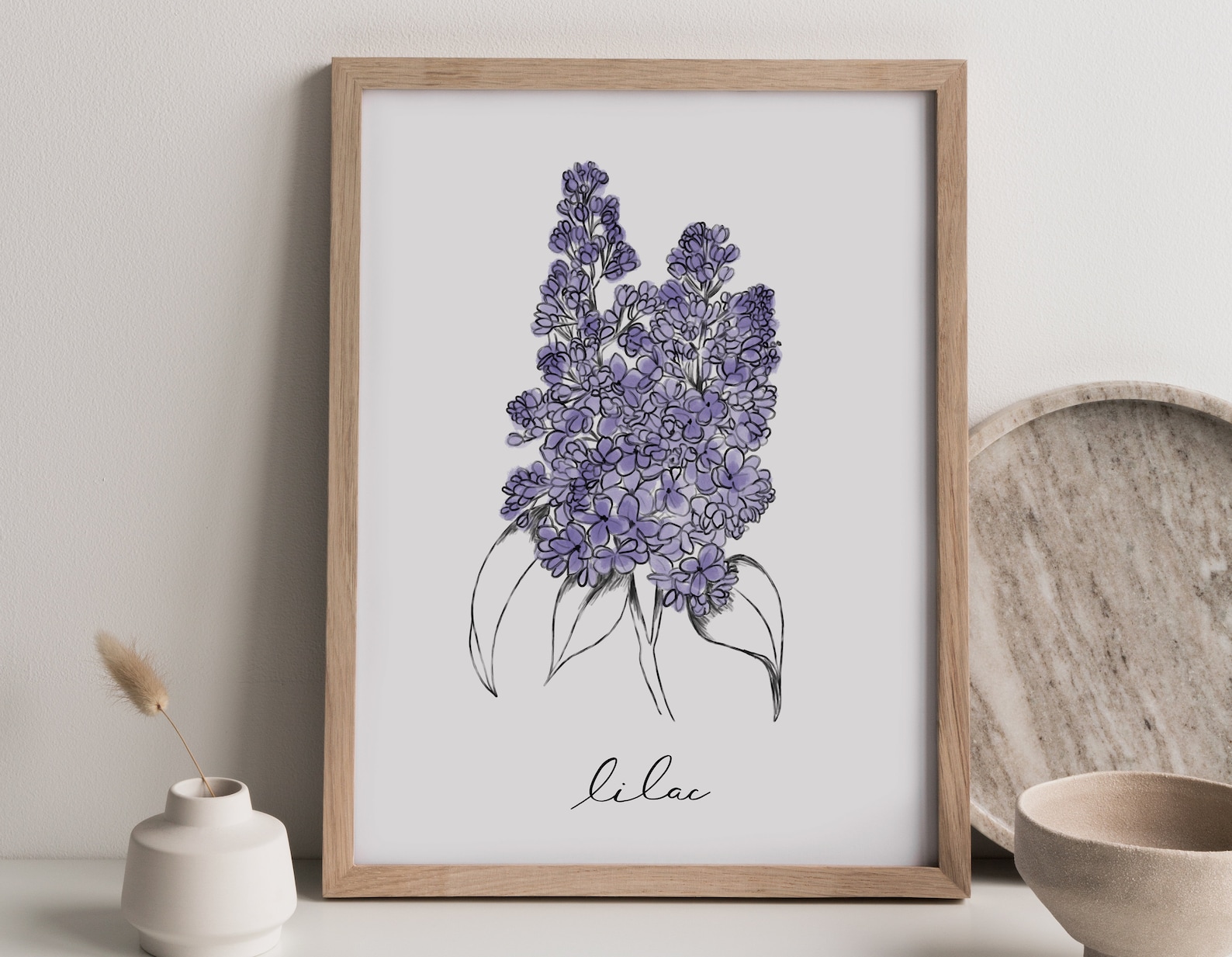 Lilac Purple Flower Art Print Purple Flower Illustration Etsy