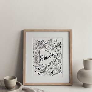 Ohio State Art, State Print, State Art, Home State Wall Art ...