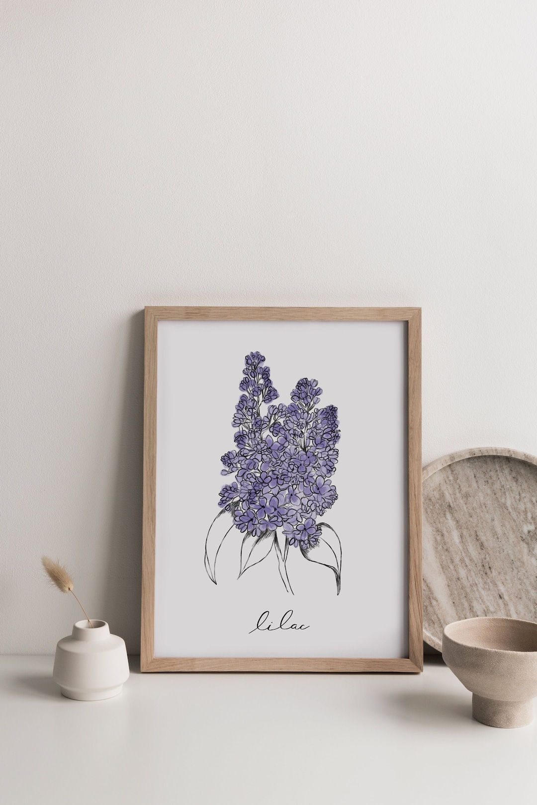 Lilac Purple Flower Art Print Purple Flower Illustration - Etsy