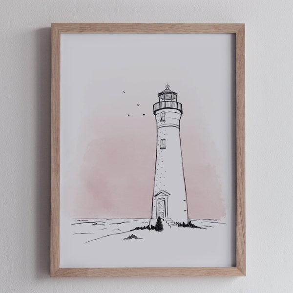 lighthouse, lighthouse print, sea print, scandinavian print, nautical decor, nursery, coastal, decor, minimalistic, black and white