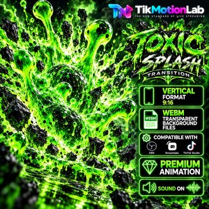Transición Toxic Splash Stinger / WEBM transparente / Superposición de transmisión / OBS Twitch YouTube Kick