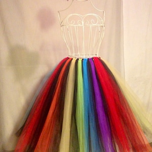 Rainbow party adult floor length tutu or tea length dress
