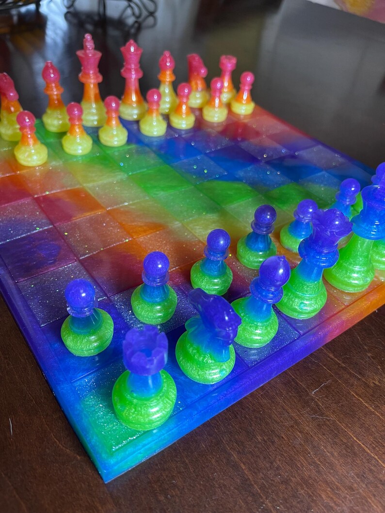 Rainbow Chess Board Set - Etsy