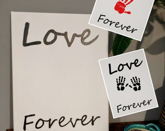 Love Forever canvas - make a gift! Kids/adult craft kit. Just add a design - handprint, thumbprint heart or nothing! Mom, Dad, Grandparents!