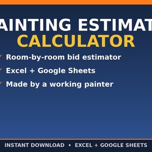 Calcolatore di preventivi per la tinteggiatura (foglio di calcolo)/Stimatore di offerte per imbianchini (compatibile con Excel e Fogli Google)/Calcolatore dei costi di tinteggiatura stanza per stanza per appaltatori