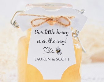 Our little honey is on the way Baby Shower Party Favor Gift Tags l Bumble Bee Gender Reveal One piece l winnie theme l Bee-ing l 10 Tags