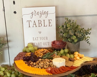 Grazing Table Sign, Wedding Charcuterie Table, Bridal Shower Eat Your Heart Out Sign, Rustic Graduation Decoration, Charcuterie Board Sign