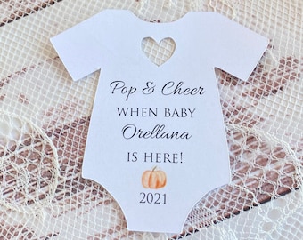 champagne baby shower favor tags, Halloween baby party favors, girl baby favors, boy baby favors, Pop & Cheer Halloween Favor Tags, 10 tags