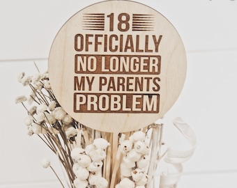 Funny 18 birthday party decoration, 18th birthday cake topper, birthday for him, birthday centerpiece, 18th birthday gag gift, turning 18