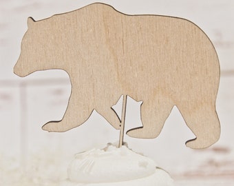 Adventure Awaits Wood Bear Cupcake Toppers ~ Food Picks l Woodland Grizzly l Lumberjack l Wild One l Wedding l Baby Shower l Set of 12