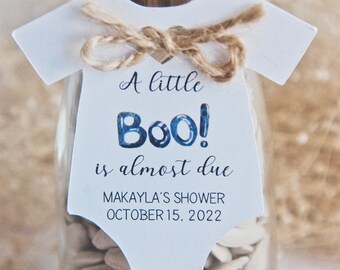 A Little Boo Is Almost Due Halloween Baby Shower Party Favor Gift Tags t-shirt Shaped, Gender Neutral Thank You Gift For Guests