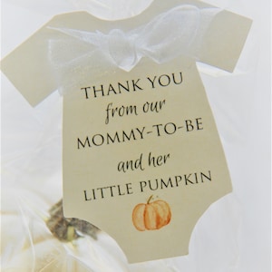 Halloween Fall Baby Shower Pumpkin Party Favor Tags l Thank you mommy to be little pumpkin Gift Tags l Coed l Sprinkle l Gender Reveal