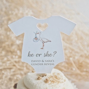 he or she what will it be gender reveal cupcake toppers, sweet baby shower ideas, rainbow baby, bohemian baby shower, gender reveal cupcakes