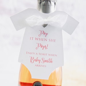 Pop It When She Pops Tag, Baby Shower Party Favor, t-shirt Gift Tags, Champagne or Wine Bottle Tags, Enjoy A Toast Baby Sprinkle, Bubbly