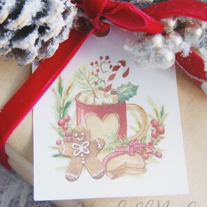 Set of 10 Gingerbread Gift Tags, Christmas Gift Tags, Holiday Gift Tags, Hot Cocoa Gift Tags, Printed Christmas Hang Tags for presents