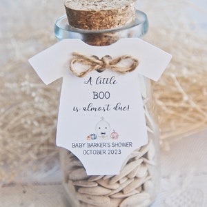 Halloween Baby Shower Party Favors, Fall Thank You Guest Gifts, Ghost baby shower thank you cards, new little boo is almost due, 10 tags