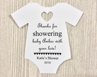 Thanks For Showering Baby With Your Love Baby Shower Party Favor l t-shirt Party Favor Gift Tags l Baby Sprinkle Coed Gift Tags l 10 Tags