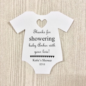 Thanks For Showering Baby With Your Love Baby Shower Party Favor l t-shirt Party Favor Gift Tags l Baby Sprinkle Coed Gift Tags l 10 Tags