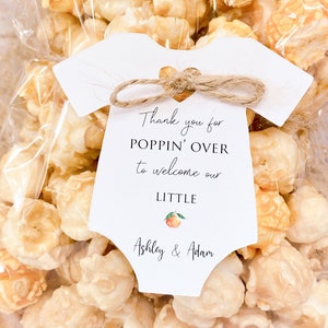 Little Cutie Baby Shower Party Favor Gift Tags l Our little cutie Coed Spring or Summer Gender Reveal l popping over l 10 tags TAGS ONLY image 1