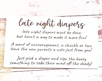 Late Night Diapers Sign ~ SIGN ONLY ~ Rustic Wood Baby Shower Sign ~ Diaper Duty ~ Engraved White Sign ~ 10" x 5.5"