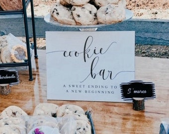 Cookie Bar Sign ~ SIGN ONLY ~ A Sweet ending to a new beginning ~ Rustic Wood Favor Sign ~ Wedding ~ Party Favor Sign ~ 8x10