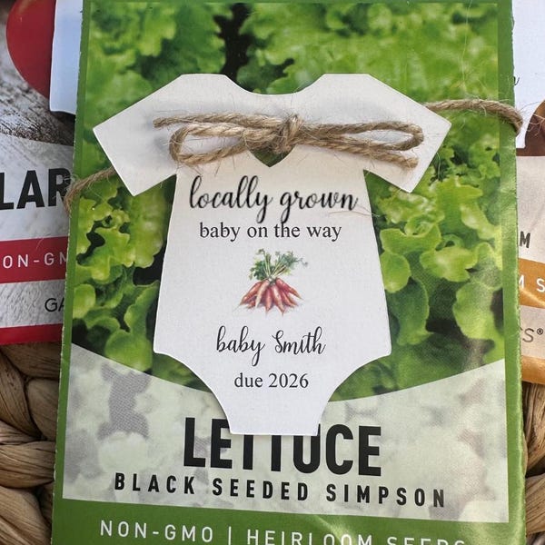 Locally Grown Baby Shower Party Favor Tags, Locally Made Spring Sprinkle, Welcome Our Little Baby Summer Coed Gender Reveal