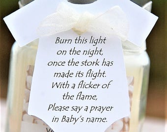 Burn this light Baby Shower Candle Party Favor Gift Tag l Baby Sprinkle l Tea Light l Say A Prayer In Babies Name 10 Tags (TAGS ONLY)