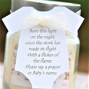 Burn this light Baby Shower Candle Party Favor Gift Tag l Baby Sprinkle l Tea Light l Say A Prayer In Babies Name 10 Tags (TAGS ONLY)
