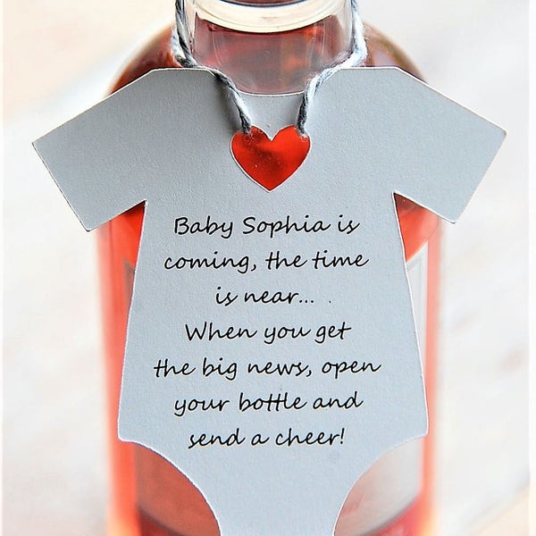 Baby Shower Wine Bottle Tags l Champagne Party Favor Tags l Baby is coming l Sprinkle l Coed Baby-Q l BBQ Gift l Gender Reveal l 10 Tags