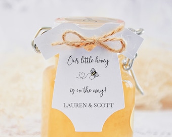 Our little honey is on the way Baby Shower Party Favor Gift Tags l Bumble Bee Gender Reveal t-shirt l Little Honey l Bee-ing l 10 Tags