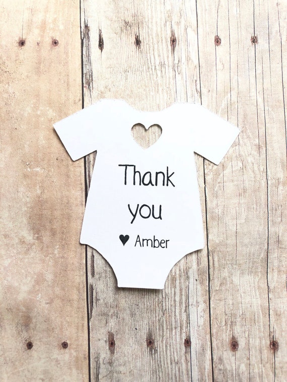 10 tags ~ 2.5" ~ Thank you ~ Onesie Gift Tag ~ Baby Onesie Party Favor ~ Baby Shower Tags ~ Party Favors ~ multiple colors Il_570xn
