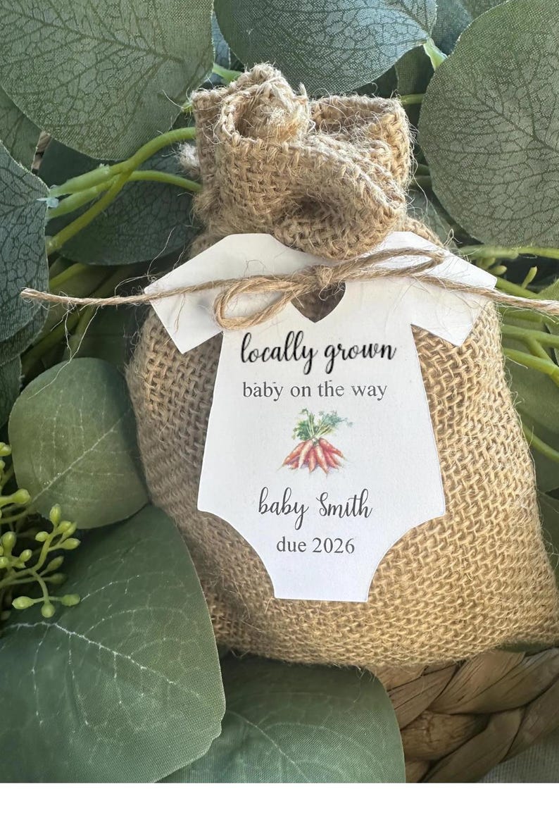 Locally Grown Baby Shower Party Favor Tags, Locally Made Spring Sprinkle, Welcome Our Little Baby Summer Coed Gender Reveal Bild 3