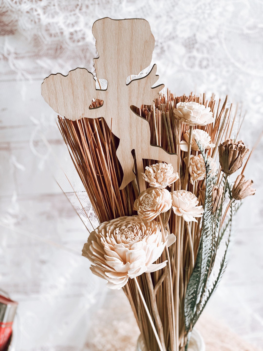 Wood Cupid With Heart, Cupid Cake Topper, Vintage Cupid, Valentine