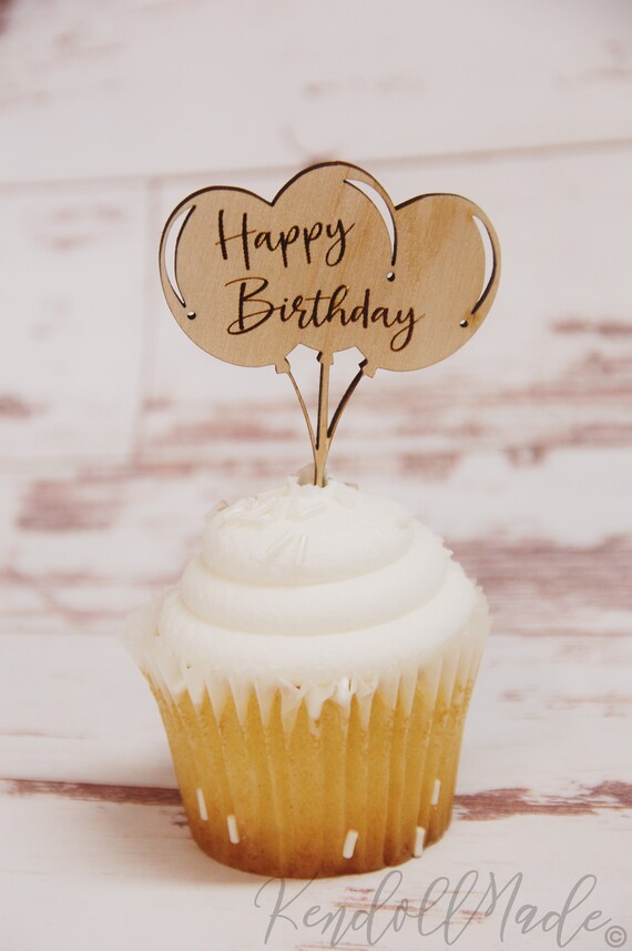 Set of 12 Engraved Wood Cupcake Toppers Wood Picks Food Etsy