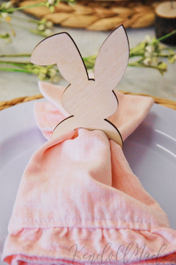 Easter Napkin Rings, Wooden Bunny Ears Napkin Ring Holder, Easter Table